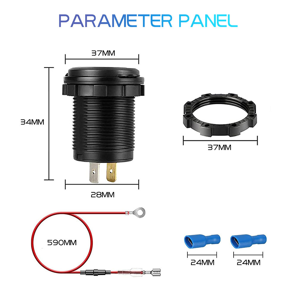 Thumbnail: 5V 3.1A 12V Dual USB Car Charger with Panel Waterproof Power Adapter Socket Outl