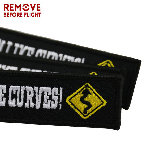 Thumbnail: Fashion Motorcycle Cars Keychain Embroidery Real Men Like Curves Keyring Key Fob