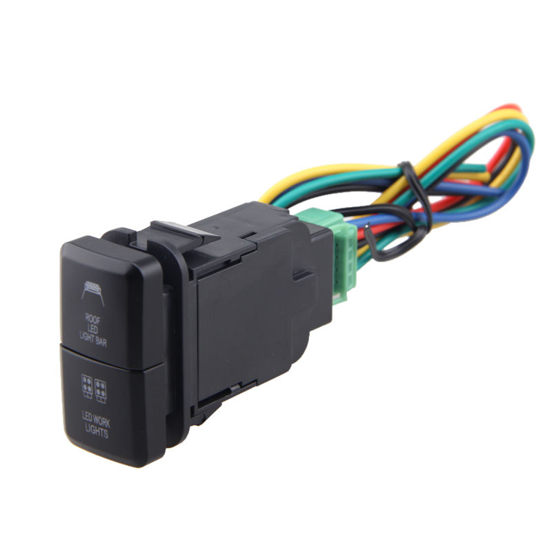 Thumbnail: 1PC 12V Car Dual Toggle Switch LED Light Bar Blue/Green On-Off Push Switch Butto