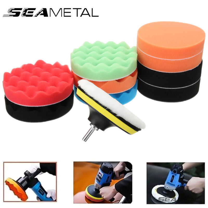 Thumbnail: SEAMETAL 3/4/5 Inch Car Polishing Sponge Pads Kit Foam Pad Buffer Kit Polishing