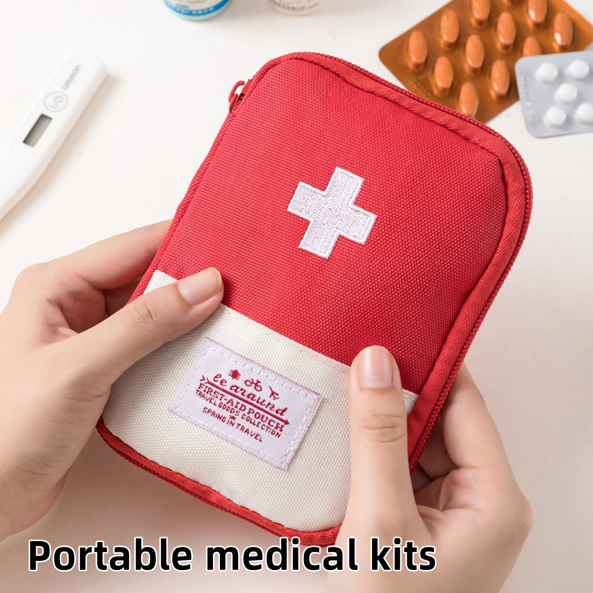 Mini Portable Multi Compartment Medicine Bag for Daily Family Outdoor Travel Eme