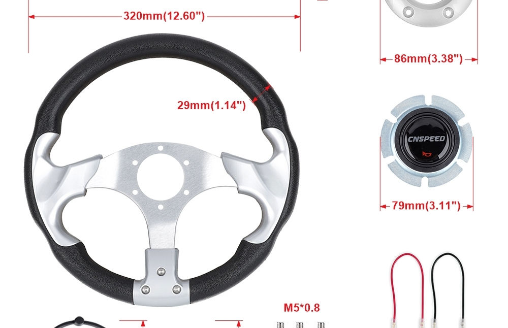 Aluminum Alloy Racing Style 320mm 13 Inch Steering Wheel for YAMAHA Golf Cart EZ