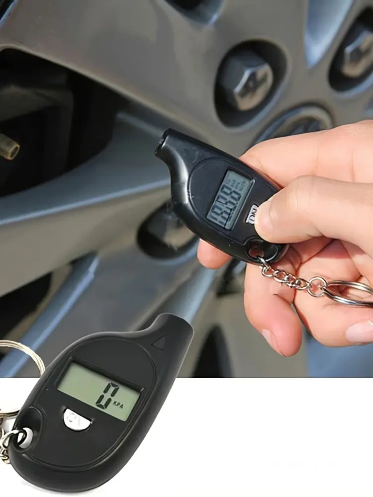 Thumbnail: Mini Keychain Style Portable Tire Gauge Digital Lcd Display Car Air Pressure Tes