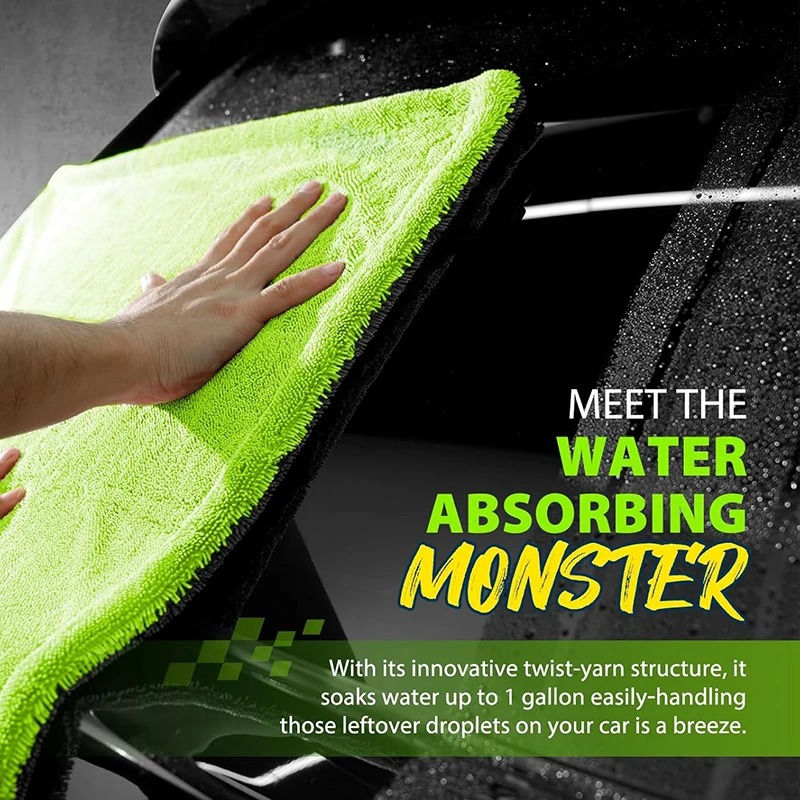 40×60cm Double-Sided Thick Chenille Car Drying Towel, Ultra-Absorbent Microfiber