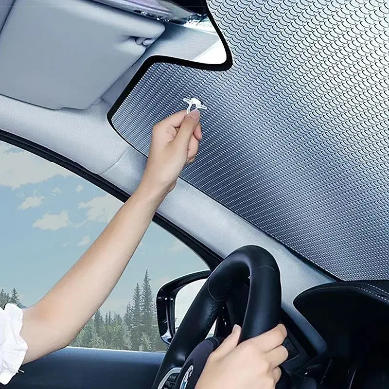 Thumbnail: Foldable Car Windshield Sun Shade - UV Protection & Heat Block, Portable Breatha