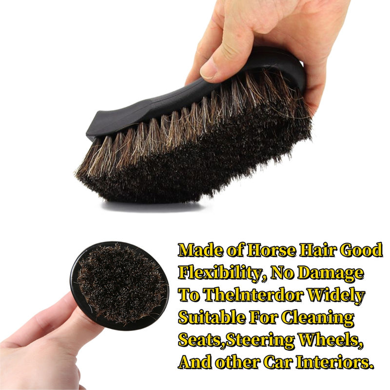 Thumbnail: Auto Leather Cleaning Brush Set Genuine Horsehair Detailing Brush Car Detail Cle