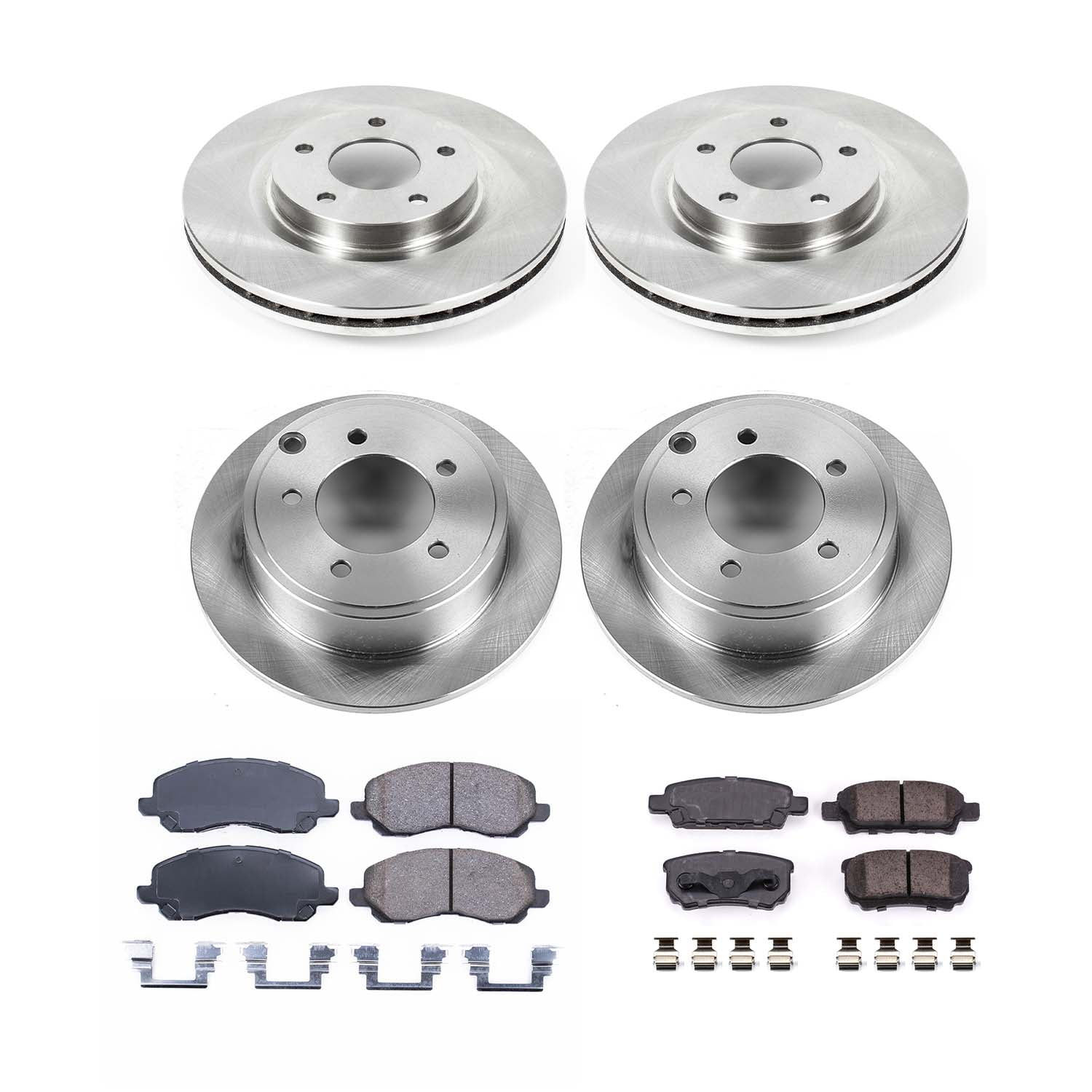 Ultimate Brakes Front and Rear Semi-Metallic Brake Pad and Rotor Kit with H..