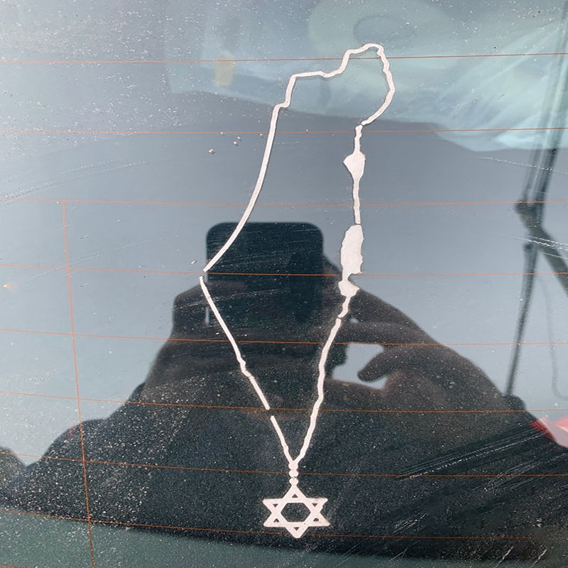 jpct Various sizes of car stickers, Israel map necklace, waterproof vinyl truck