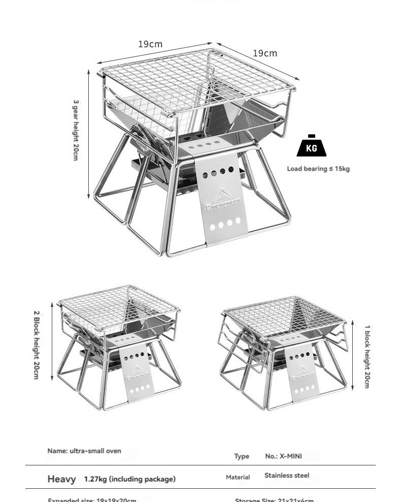 Thumbnail: CAMPINGMOON Outdoor Barbecue Grill for Couples to Barbecue 1-2 People, Family Wo