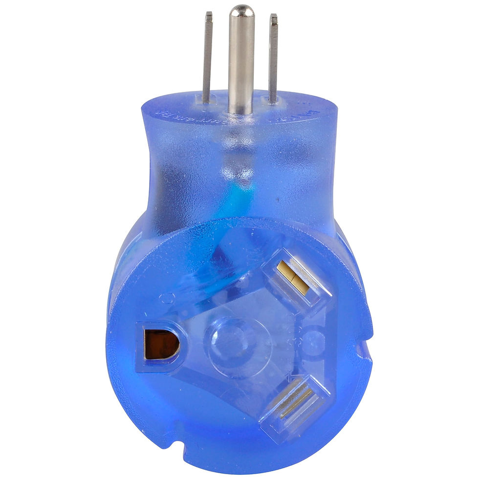 Thumbnail: Auto Drive 15 to 30-Amp Angled Universal RV Power Adapter with Light, Clear..