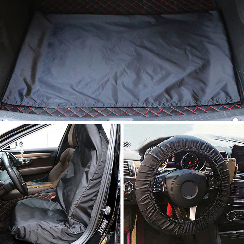 Thumbnail: Universal Dust Proof Oil-proof Car Seat Protector Steering Wheel Cover Oxford An