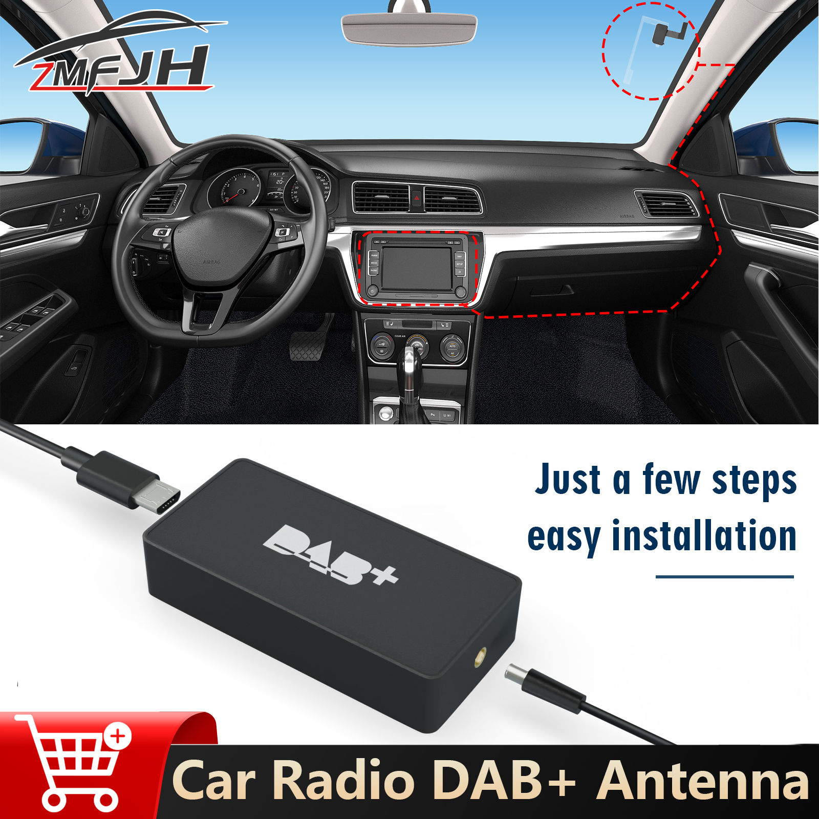 Car Radio DAB+ Antenna DAB Receiver Player Digital Radio Box For Android USB Int