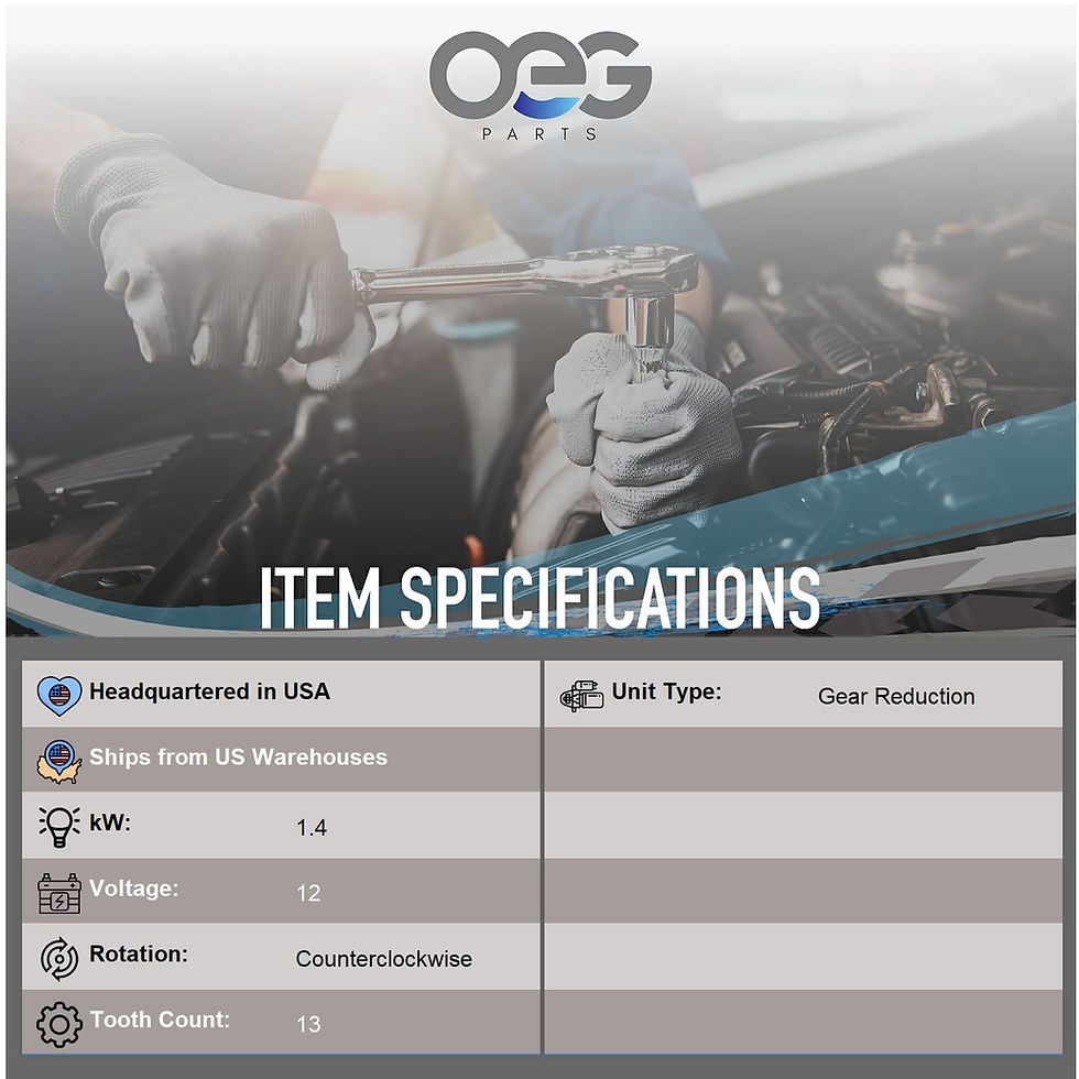 Thumbnail: OEG Parts New 12V Starter For Nissan Altima L4 2.5L 02-07 Sentra L4 2.5L 02..