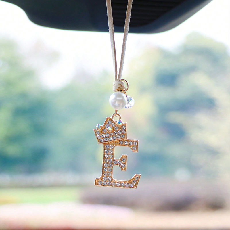 Thumbnail: Exquisite English letter car rearview mirror decoration car pendant with diamond