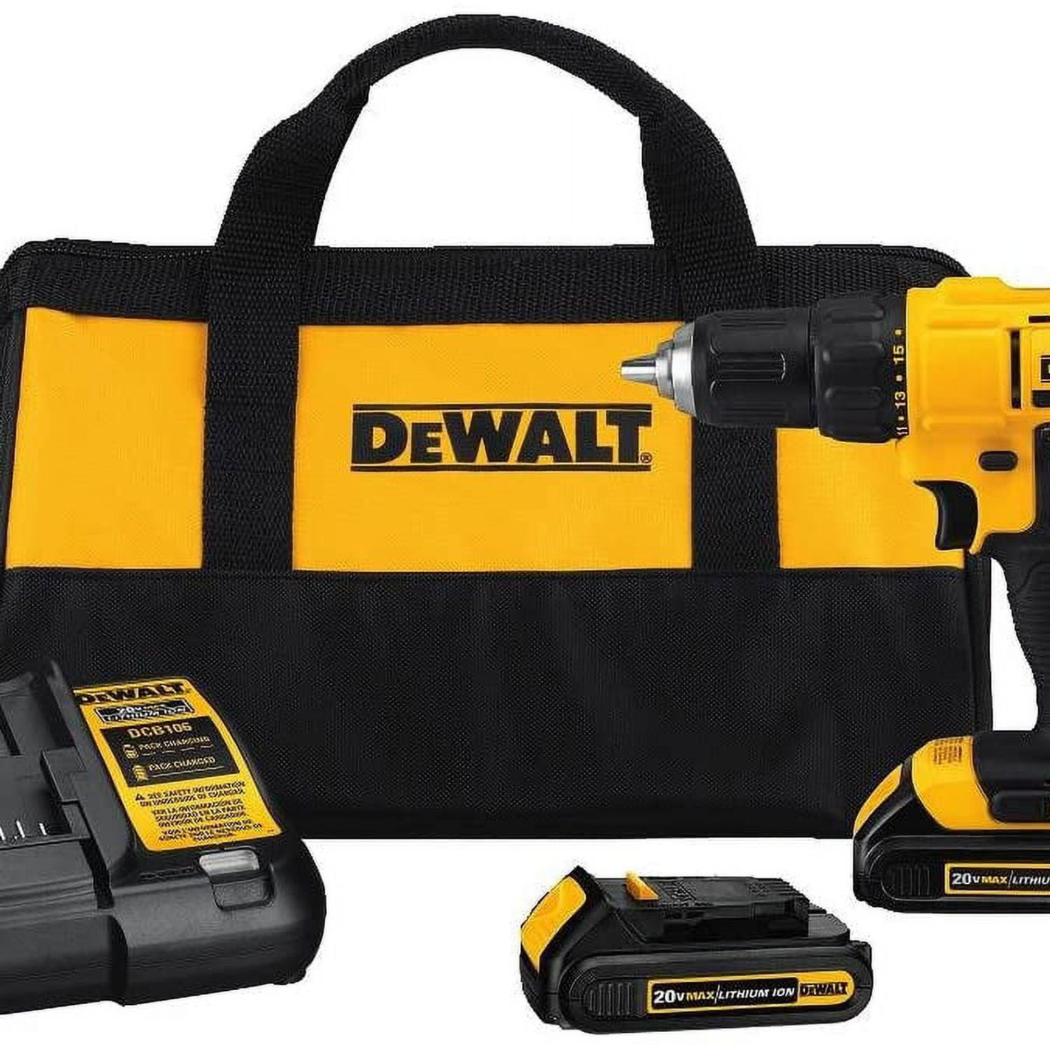 DEWALT 20V Max Cordless Drill/Driver Kit, Compact, 1/2-Inch (DCD771C2), Yel..
