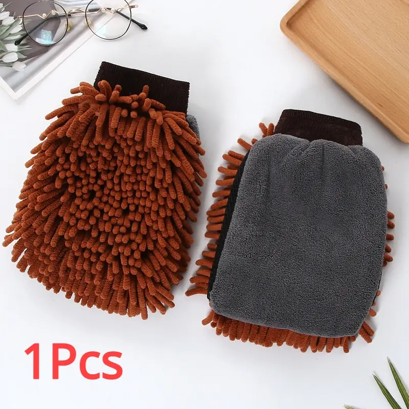 Thumbnail: Microfiber Car Wash Gloves Chenille Waterproof Mitt Soft Mesh Back Double-faced