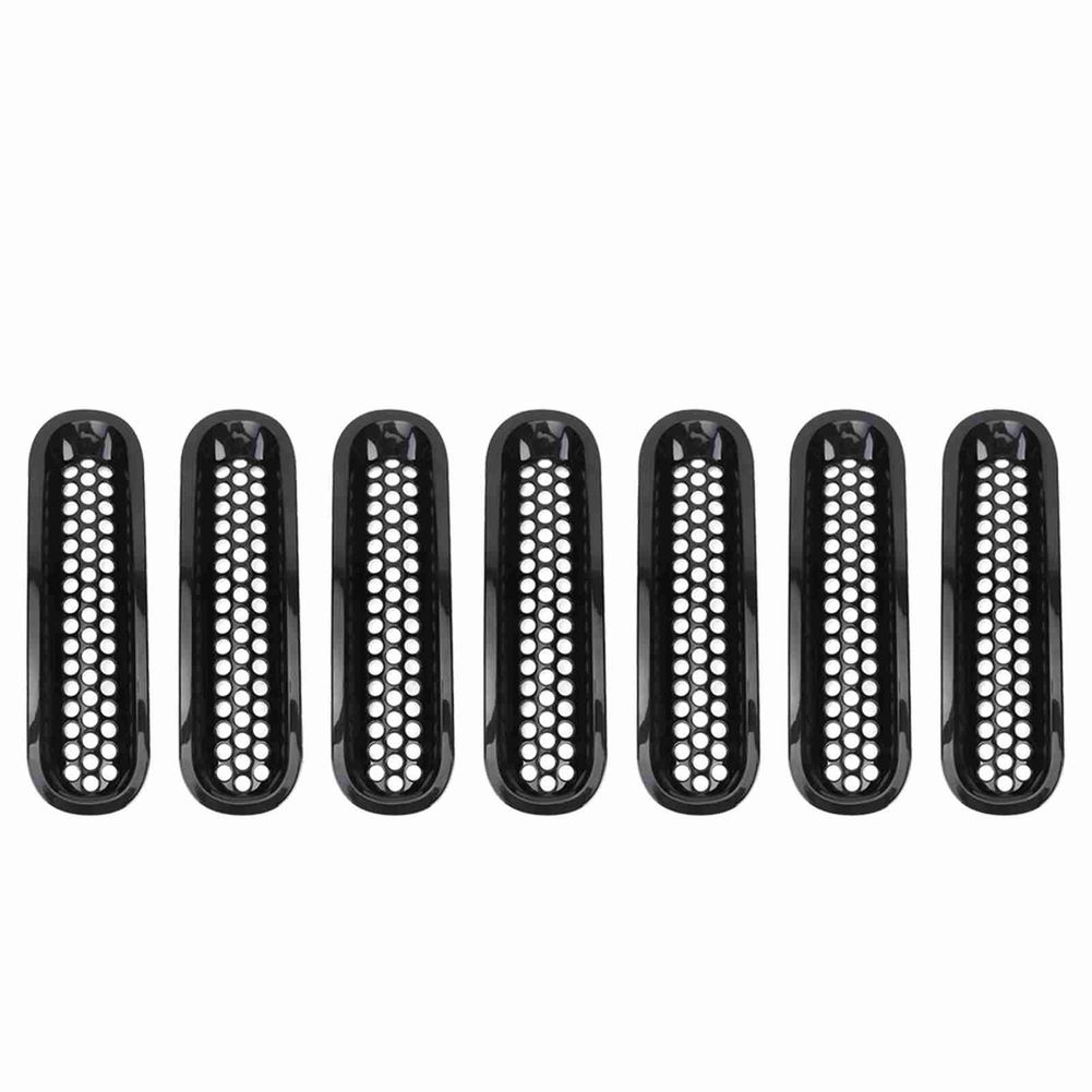 7pcs Black Car Front Bumper Mesh Grille Fits for Jeep Wrangler JK 2007-2017