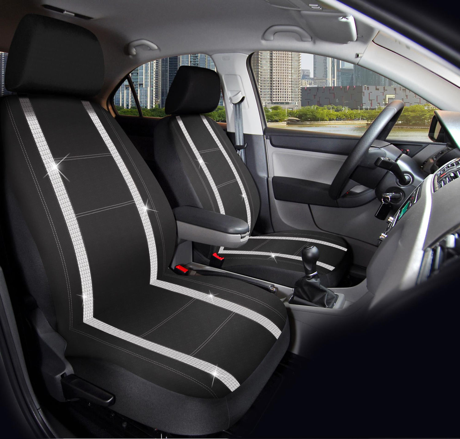 Auto Drive 2 Piece Checker Diamond Car Seat Cover Premium Leather Black, Un..