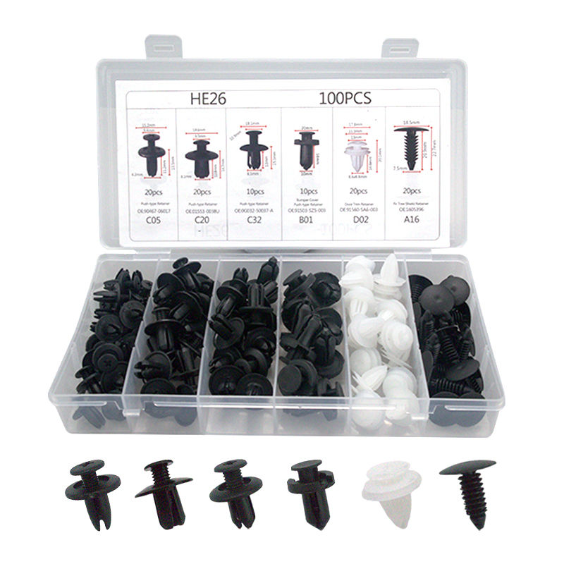 Thumbnail: 6 Size 100pcs Auto Fastener Clip Mixed Car Body Push Retainer Pin Rivet Bumper D