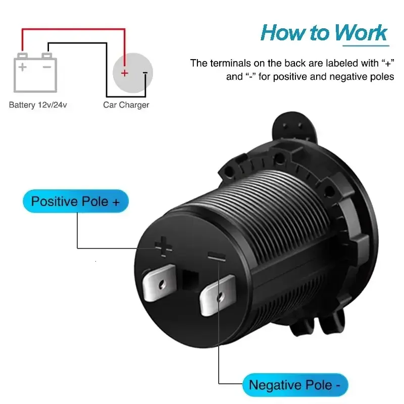 Thumbnail: Car Cigarette Lighter Socket 12V 24V Waterproof Plug Power Outlet Adapter for Ma