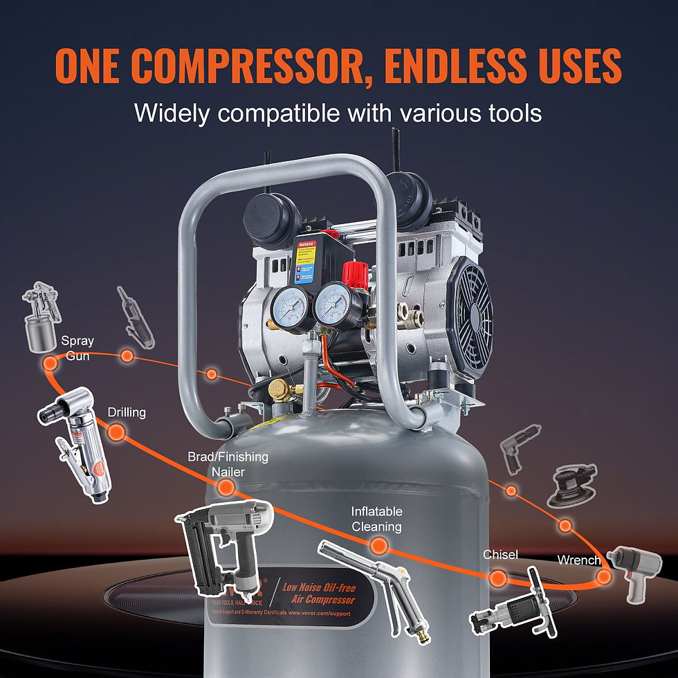 Thumbnail: SKYSHALO Air Compressor, 13 Gallon 2HP 4.6 SCFM@90PSI Oil-Free Air Compress..