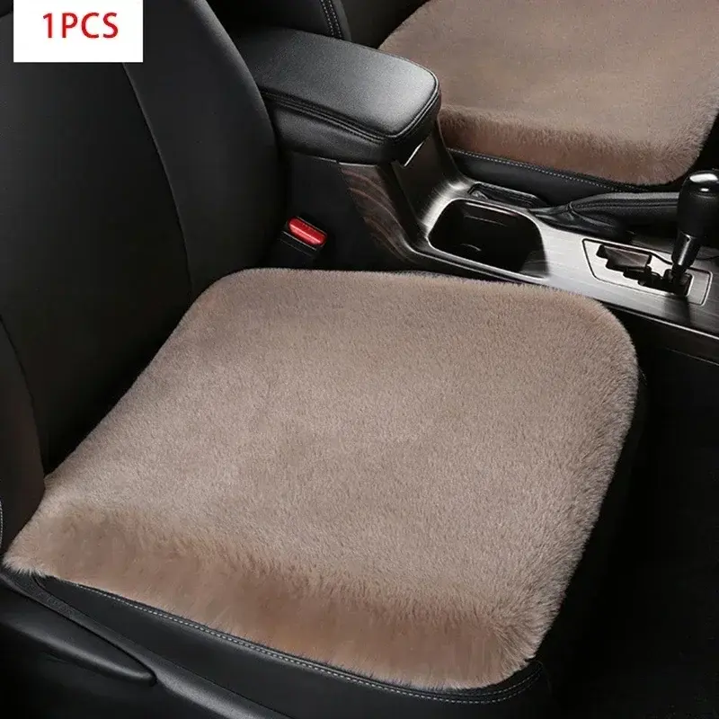 Thumbnail: Multicolor Plush Rabbit Fur Car Seat Cushion Winter Warmth Thick Wool Square Cus