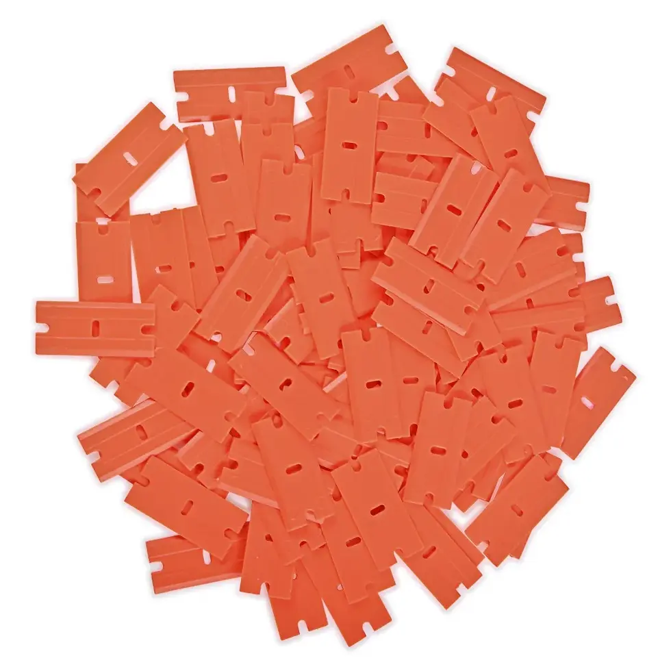 Thumbnail: EHDIS 100pcs Double Edged Plastic Razor Blade Window Glass Clean Scraper
