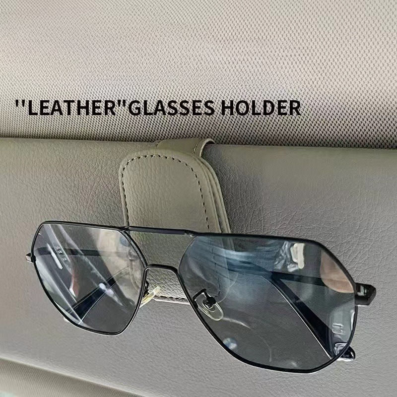 Multifunctional Car-mounted Eyeglass Holder Car Eyeglass Frame Leather Interior