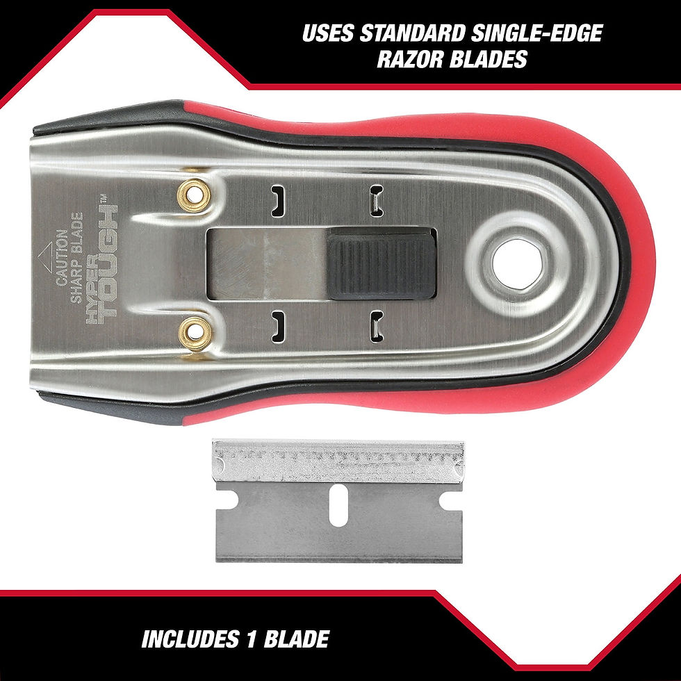 Thumbnail: Hyper Tough 4.5-inch Retractable Razor Blade Scraper with Soft Grip Handle,..