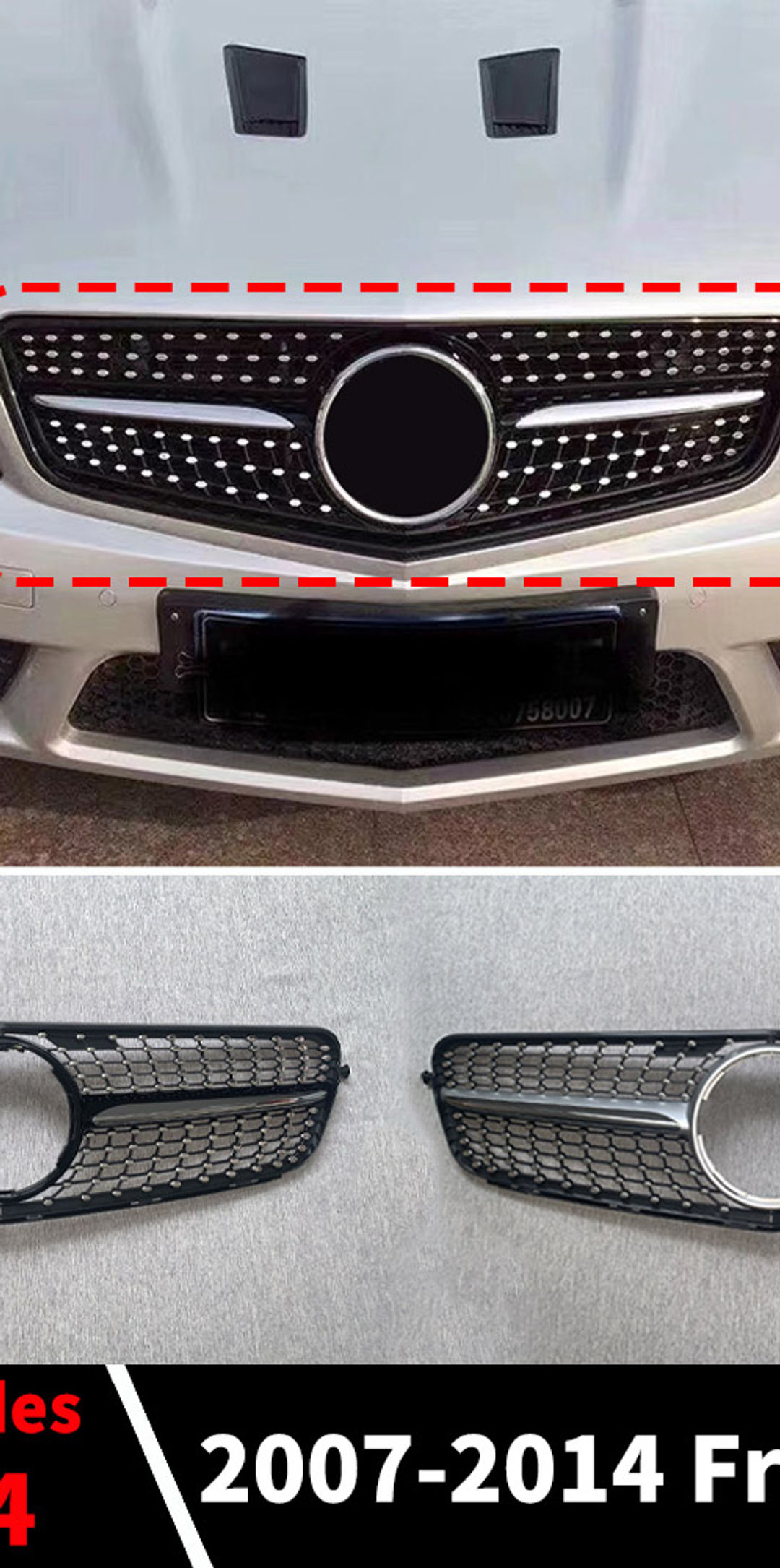 Front Grille Racing Bumper Grill Diamond Style Tuning For Mercedes W204 C204 S20