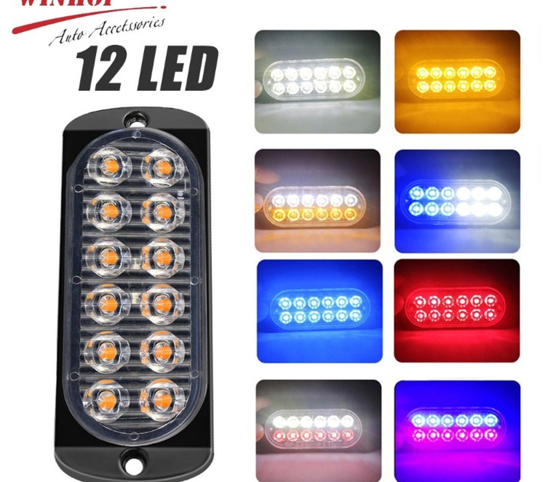 12 LED Car Emergency Strobe Light LED Stroboscopes12V 24V Police Warning Light Y