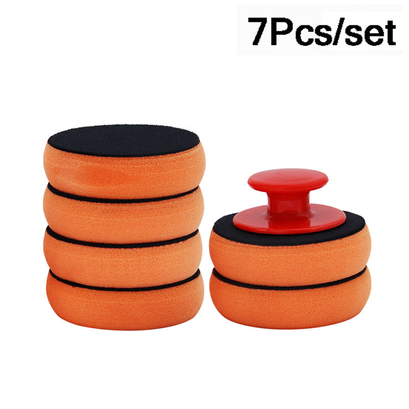 Thumbnail: 4 Inch Car Wax Applicator Pads Set with Red Handle Soft Sponge Applicators Foam
