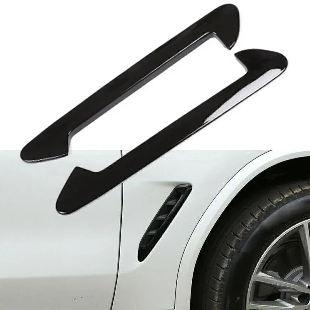 2pcs Glossy Black ABS Side Air Fender Vent Trim For BMW X3 G01 X4 G02 2018-2023