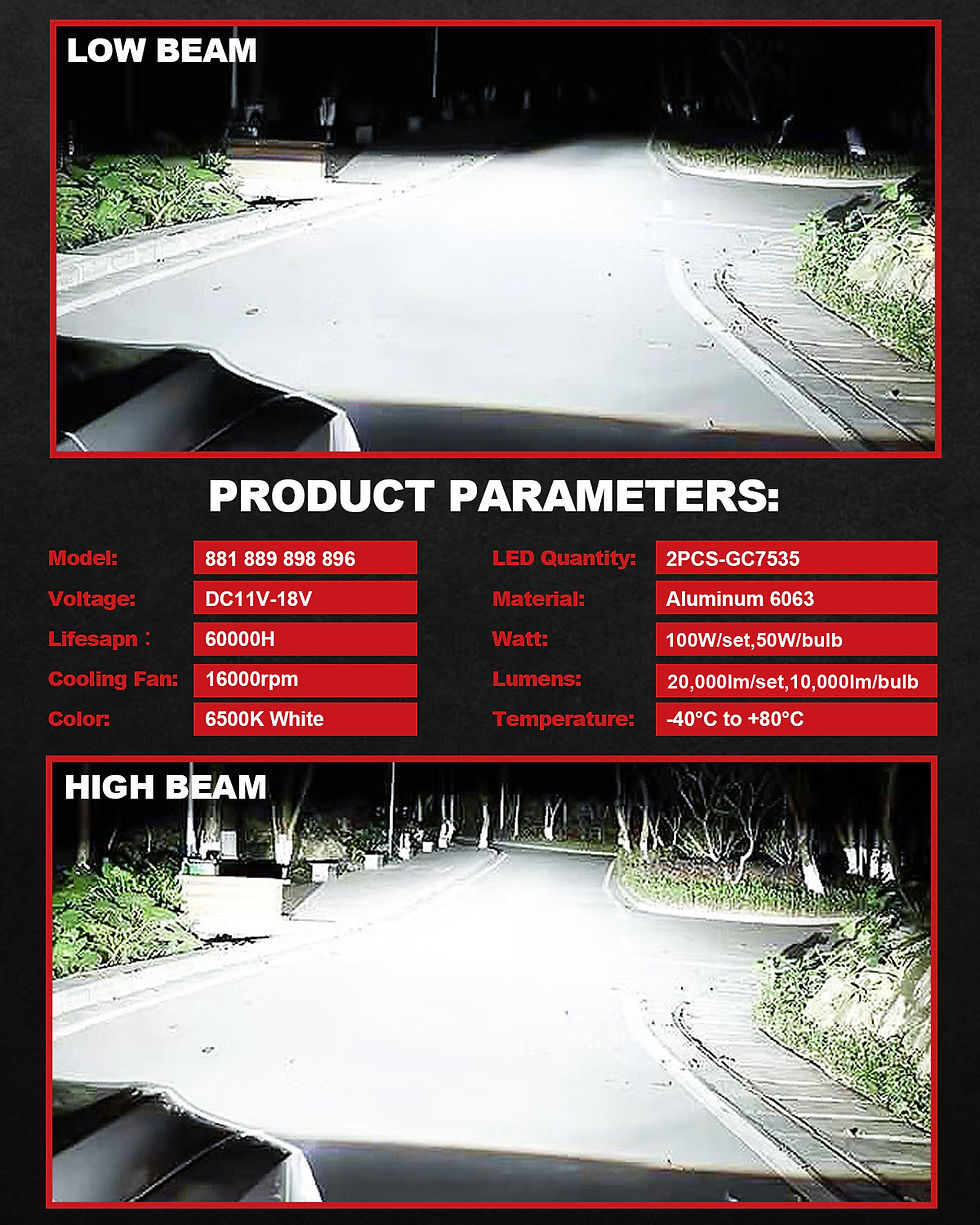 Thumbnail: Set of 2 H27 881 LED Headlights, Designed for Vehicles, Featuring High-Intensity