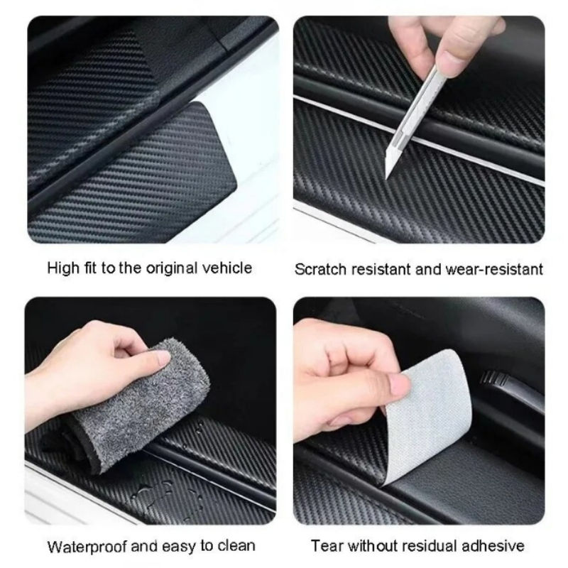 Thumbnail: 4PCS Carbon Fiber Leather Threshold Protector Universal Door Edge Protection Str