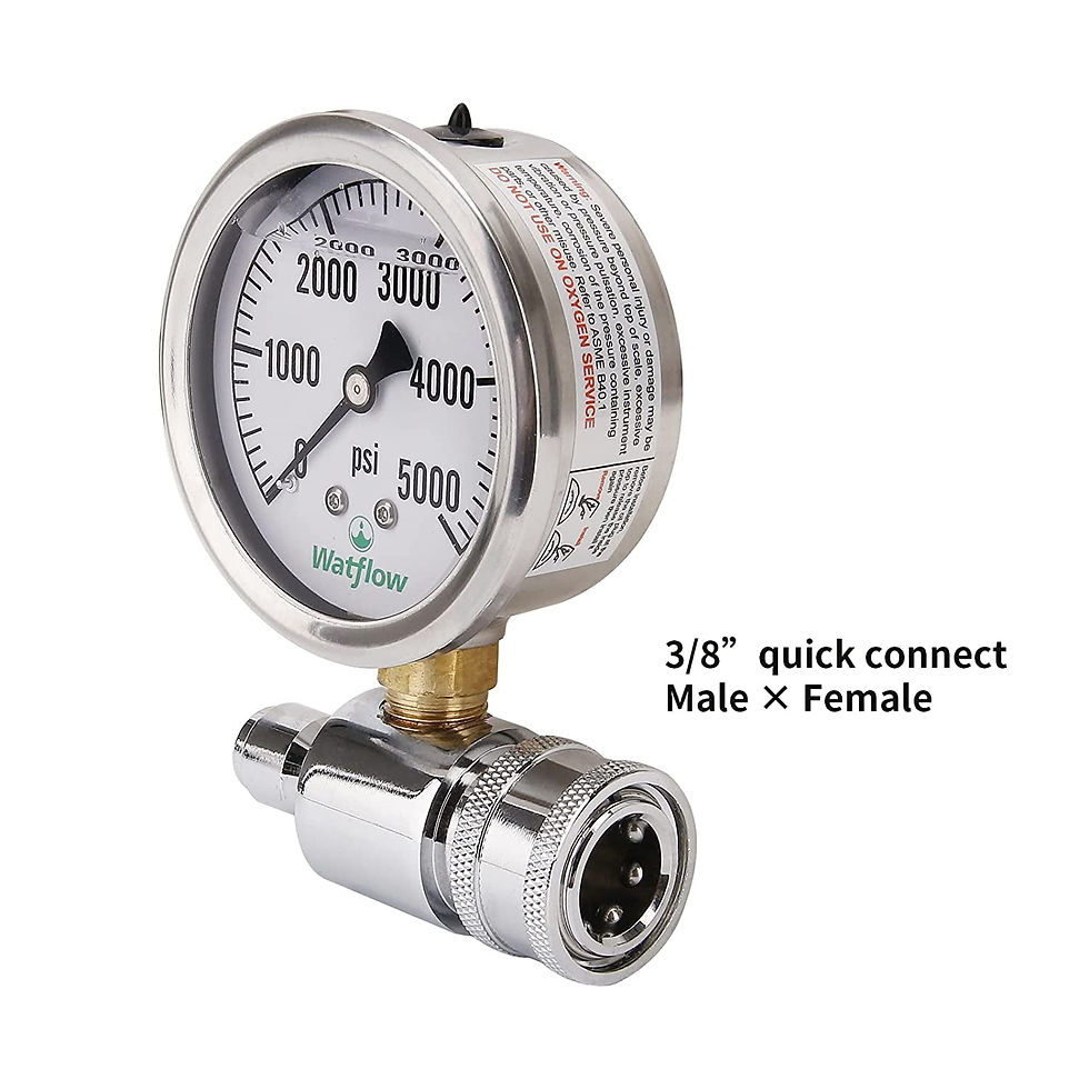 Thumbnail: Watflow 2-1/2" Pressure Washer Pressure Gauge Kit, 3/8 Inch Quick Connect, ..