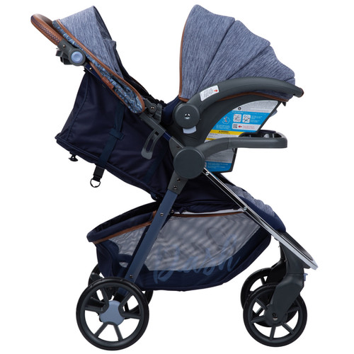 blue car seat and stroller Evenflo Shyft DualRide Infant Car Seat and Stroller Combo  Swaddles Baby
