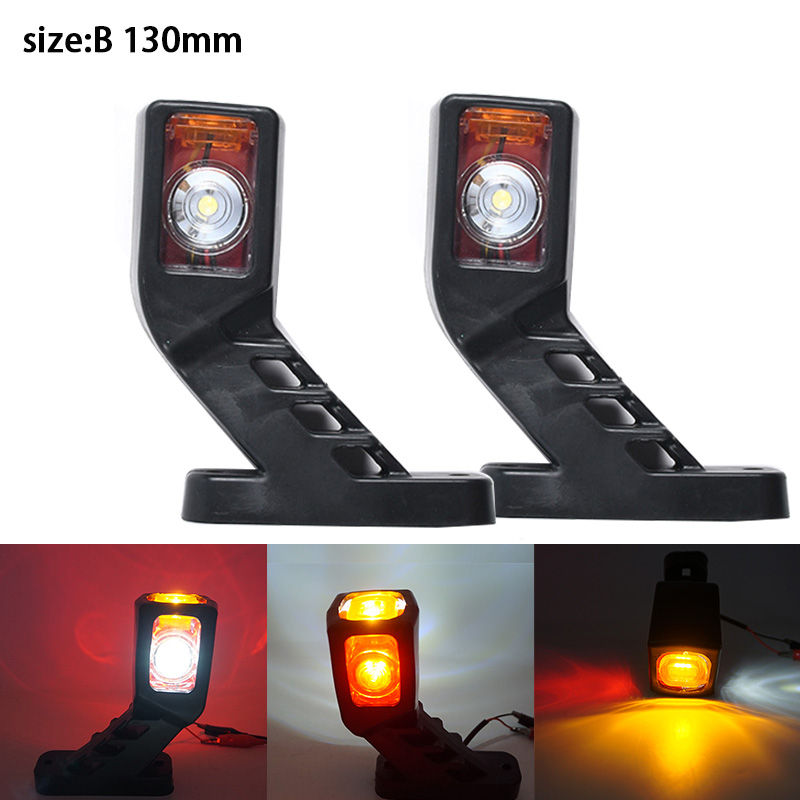 Thumbnail: New 2pcs 3Faces White Red Yellow 12/24V LED Side Marker Light Tail Light For Tra