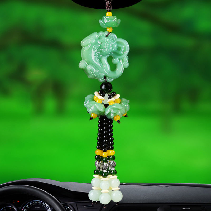 Thumbnail: Car Imitation Green Jade Pendant Fashion Car Interior Decora Ornaments Rearview