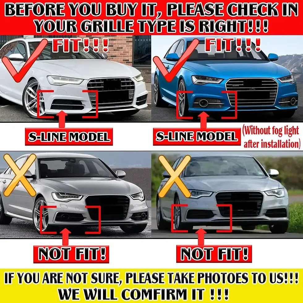 Thumbnail: For AUDI A6 C7 S-Line 2015 2016 2017 2018 Fog Light Racing Grille Cover 1Pair Ca