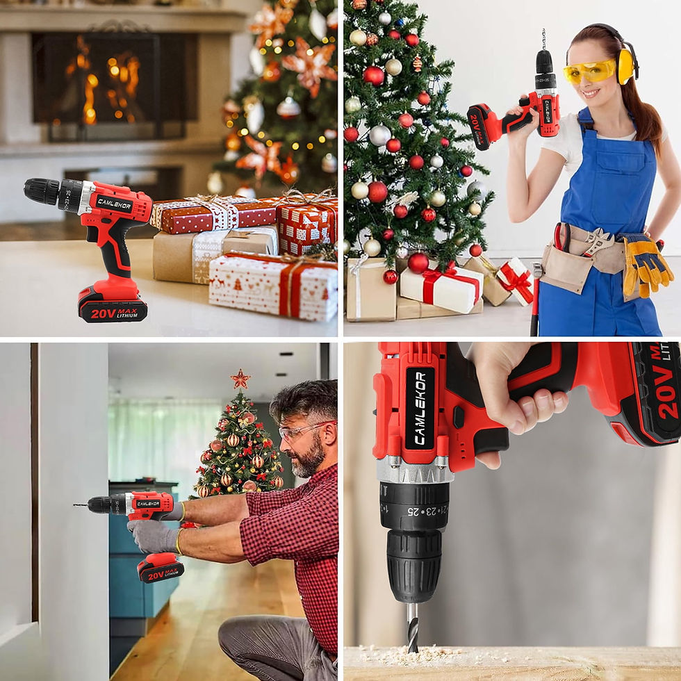 Thumbnail: Camlekor Cordless Drill 20V, Electric Power Drill Set 3/8'' Impact Drill, 2..