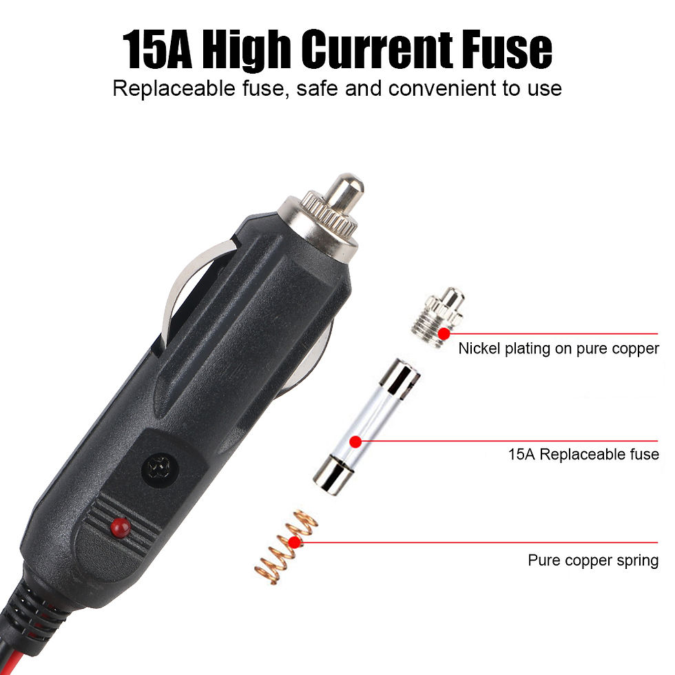 Thumbnail: 24V 12V Car Cigarette Lighter Socket Crocodile Clip Battery Extension Cord With