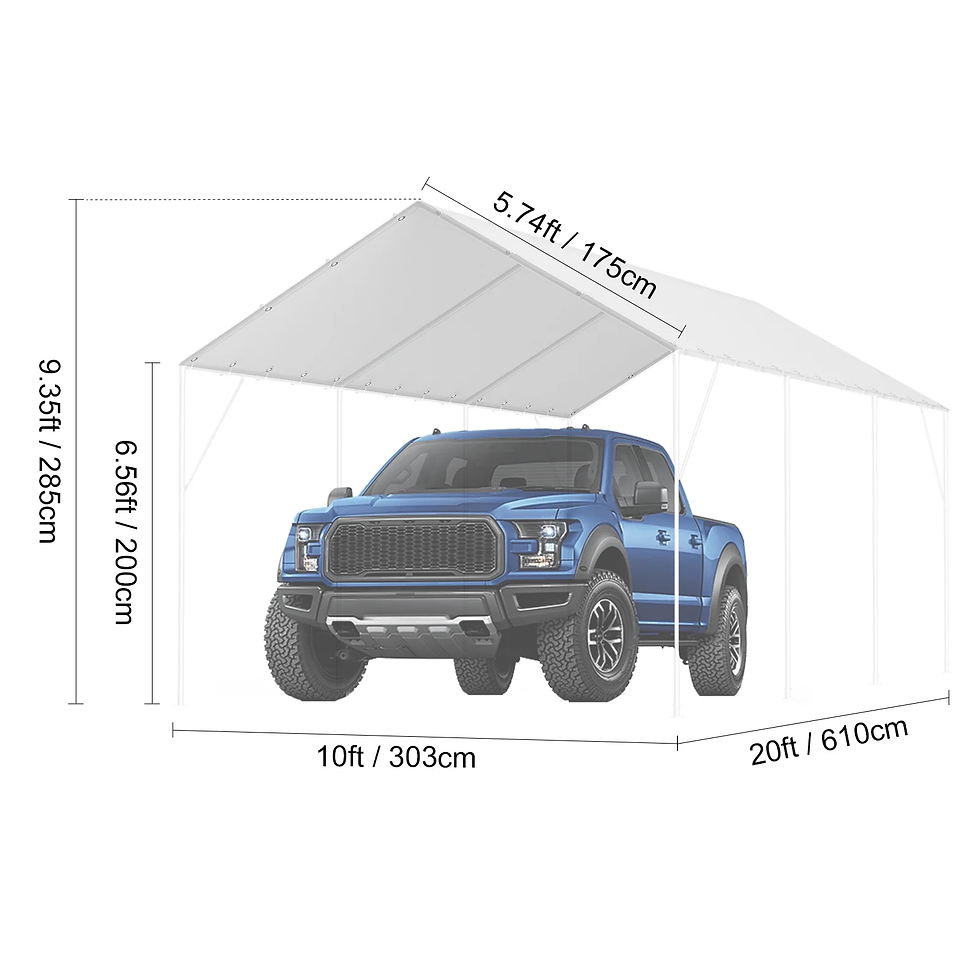Thumbnail: Carport Replacement Canopy 10 X 20 Ft Car Shelter Tent White