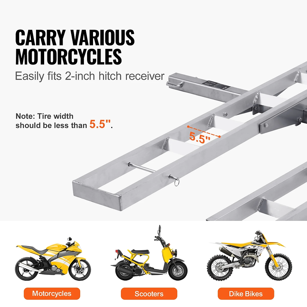 Thumbnail: Motorcycle Carrier Scooter Dirt Bike Hitch Mount 600LBS Rack Ramp Hauler