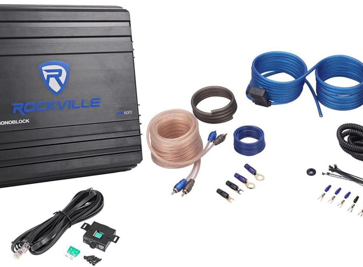 Rockville RVA600.1 1200w Peak 4Ohm Stable Mono Amplifier + Amp Kit