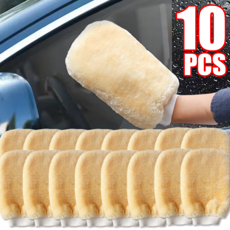 1-10pcs Microfiber Car Washing Mitt Ultra Soft Plush Cleaning Gloves Double-side