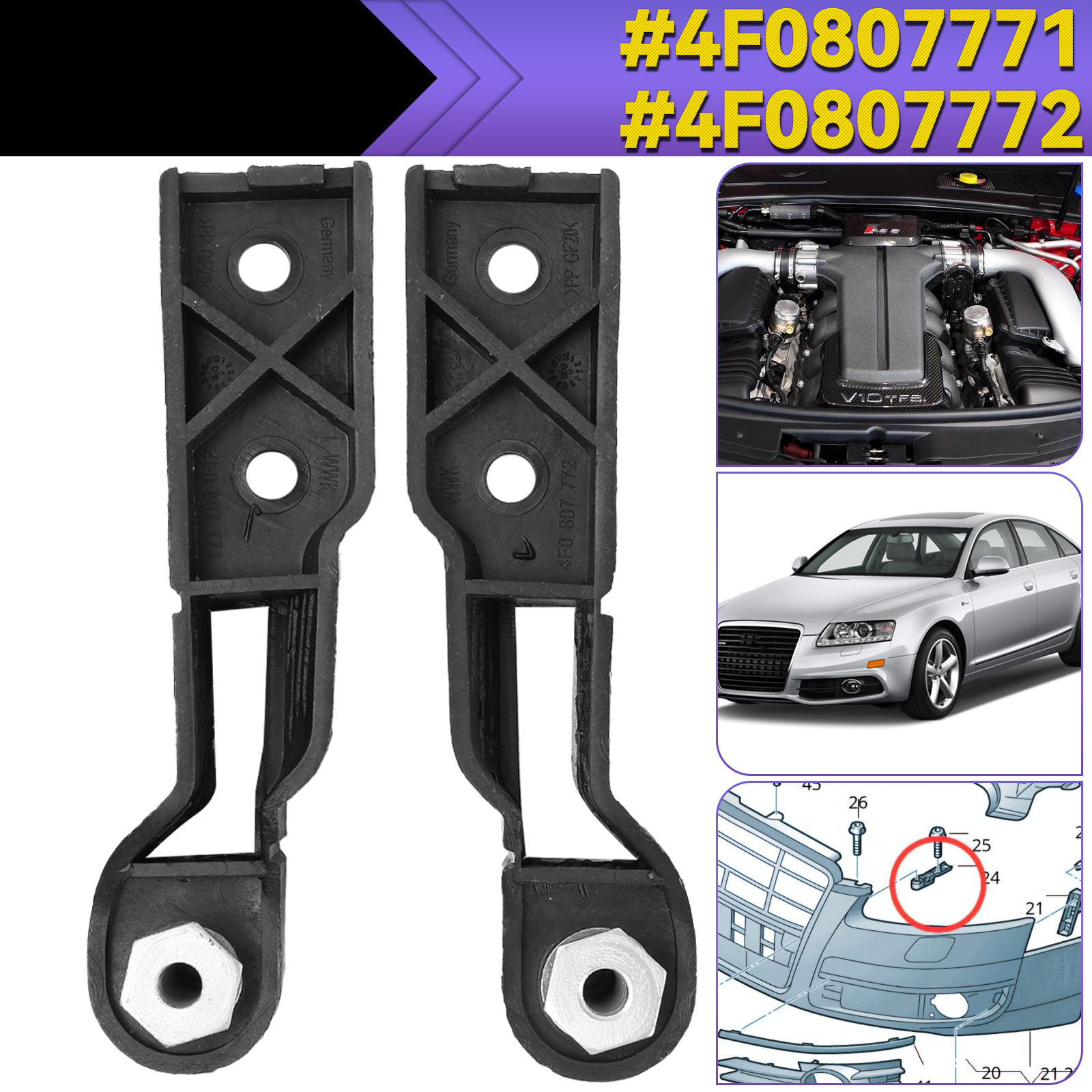 4F0807771 4F0807772 For Audi A6 Avant C6 RS6 A6 allroad quattro Left Right Bumpe
