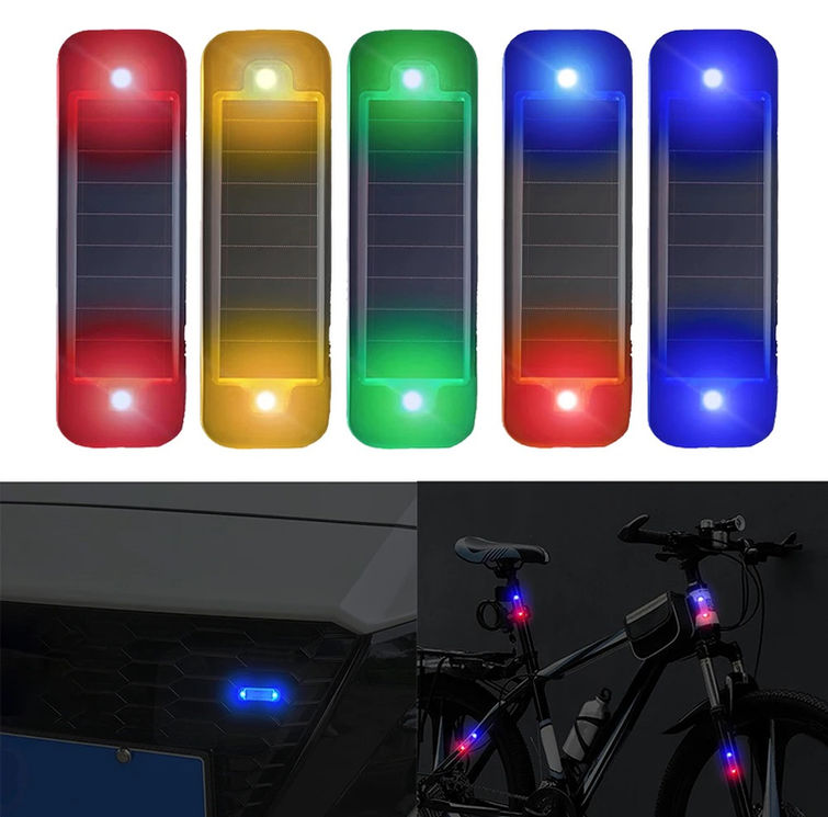 LED Solar Power Car Warning Light Night Security Simulated Alarm Wireless Anti-T