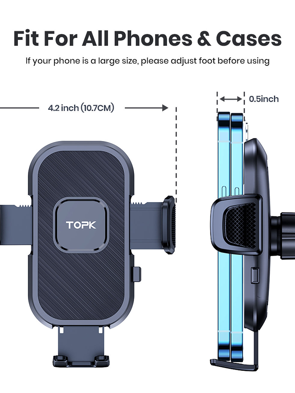 Thumbnail: TOPK Single-Hand Operation Car Holder FOR Phone, Air Vent Extendable Metal Hook,