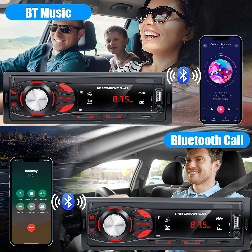 Thumbnail: PHONEPACE Bluetooth Car Stereo 4x15W Car Audio FM Radio MP3 Player USB/SD/AUX Ha